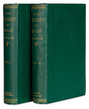 DARWIN, CHARLES. The Descent of Man.  2 vols.  1871